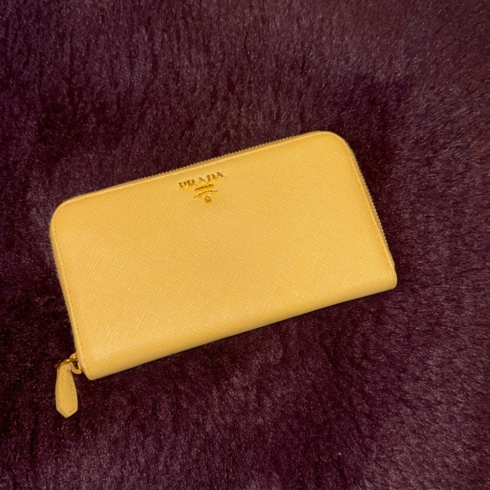 Yellow Zip Prada wallet